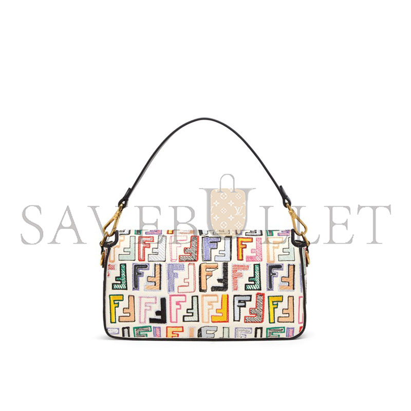 FENDI BAGUETTE BAGUETTE BAG IN EMBROIDERED FF PATTERN CANVAS (27*15*6cm) 